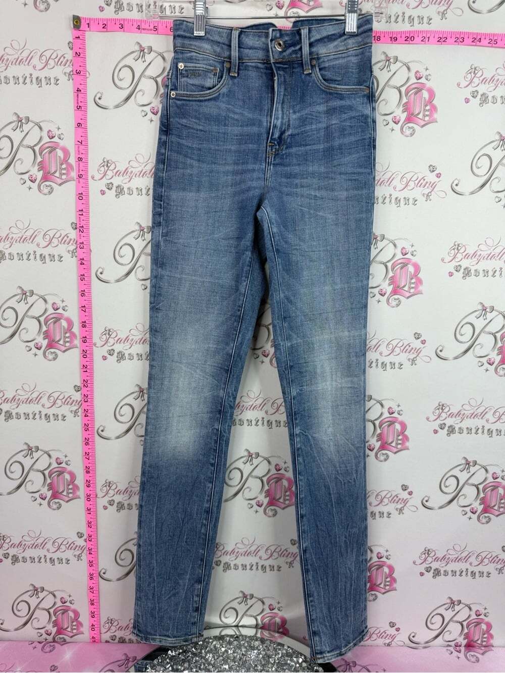 G-Star ultra high super Skinny Jeans in Faded Blue Wash 3301